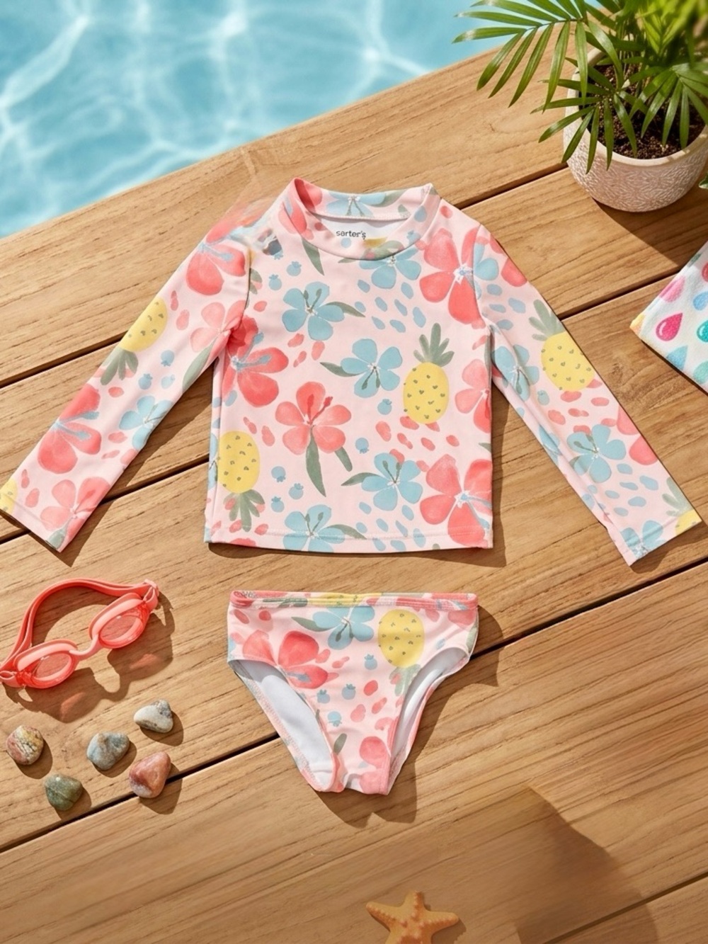 Carter’s Just One You Toddler girls long-sleeve floral rash guard set Sz 2T